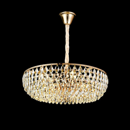 Lustre en cristal CC1677/500GD, 9xE14, doré brillant, hauteur réglable, métal et cristal