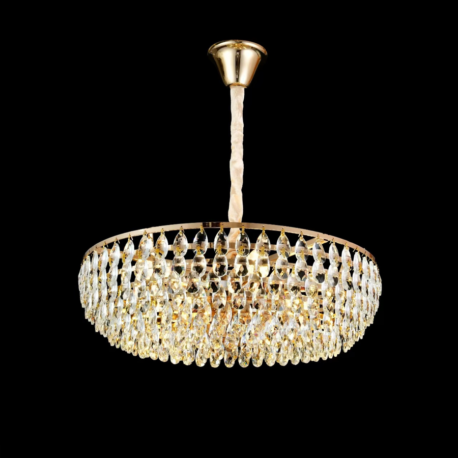 Lustre en cristal CC1677/500GD, 9xE14, doré brillant, hauteur réglable, métal et cristal