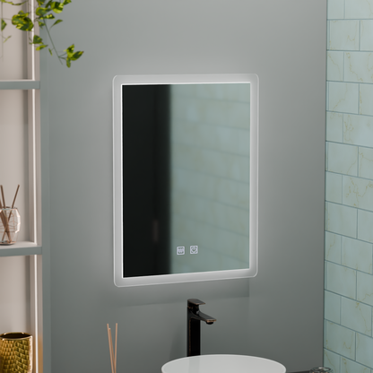 Miroir LED rectangulaire, 45x60cm, Touch VENERA, Système anti-buée, Gradable