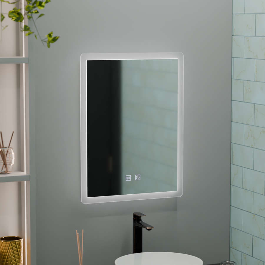 Miroir LED rectangulaire, 45x60cm, Touch VENERA, Système anti-buée, Gradable
