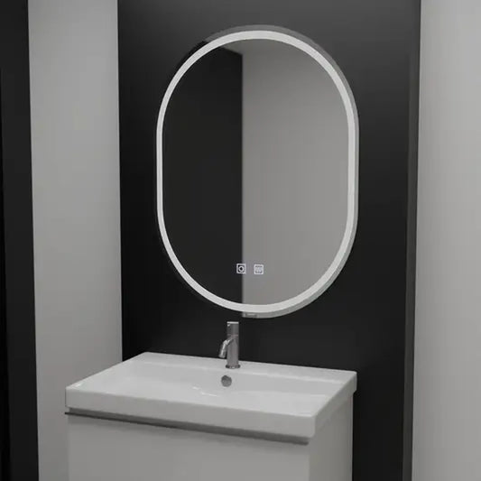 Miroir LED ovale, 60x80cm, Velara Touch, système anti-buée, intensité variable
