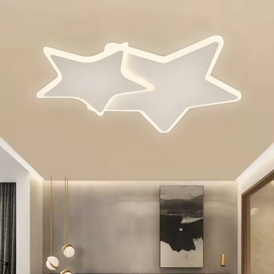 Lustre LED avec télécommande 41W, Étoiles, Lumière Froide/Chaude/Neutre, Dimmable, Blanc