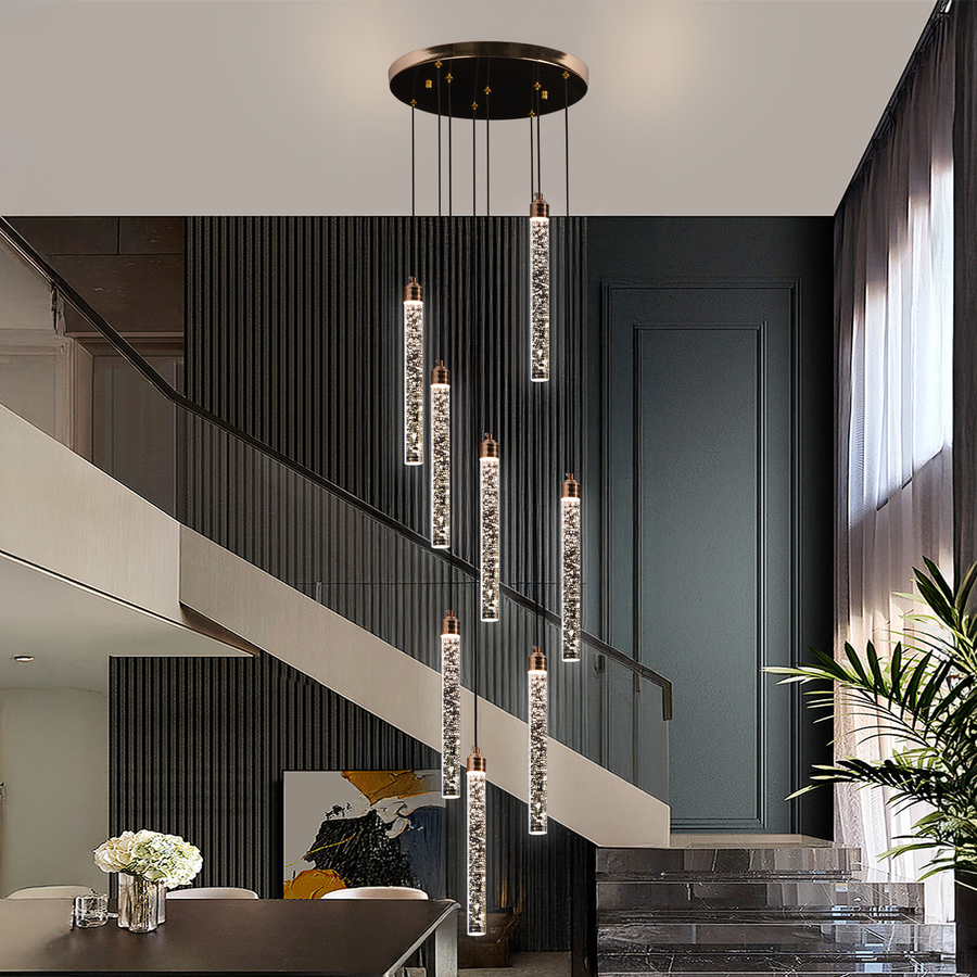 Lustre LED en cristal 21 W, lumière chaude/neutre/froide, diamètre 25 cm doré CM510/H150XW35