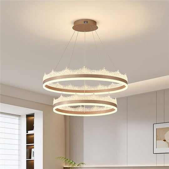 Lustre LED suspendu avec télécommande NIVALIS 126W, Cercles 60x80cm, Lumière Froide/Chaude/Neutre, Dimmable, Hauteur réglable, Lustres LED dorés avec télécommande Default Title Alessandro Design