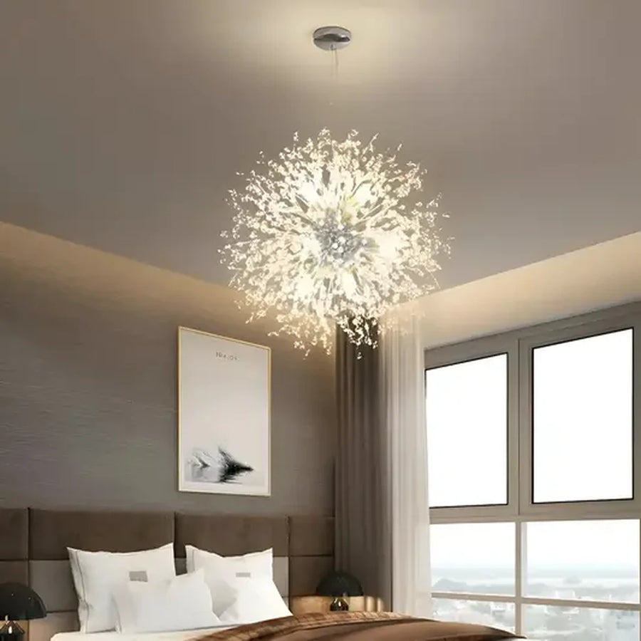 Lustre en cristal de Schönbrunn, 9x G9, diamètre 49 cm, argent brillant, hauteur réglable