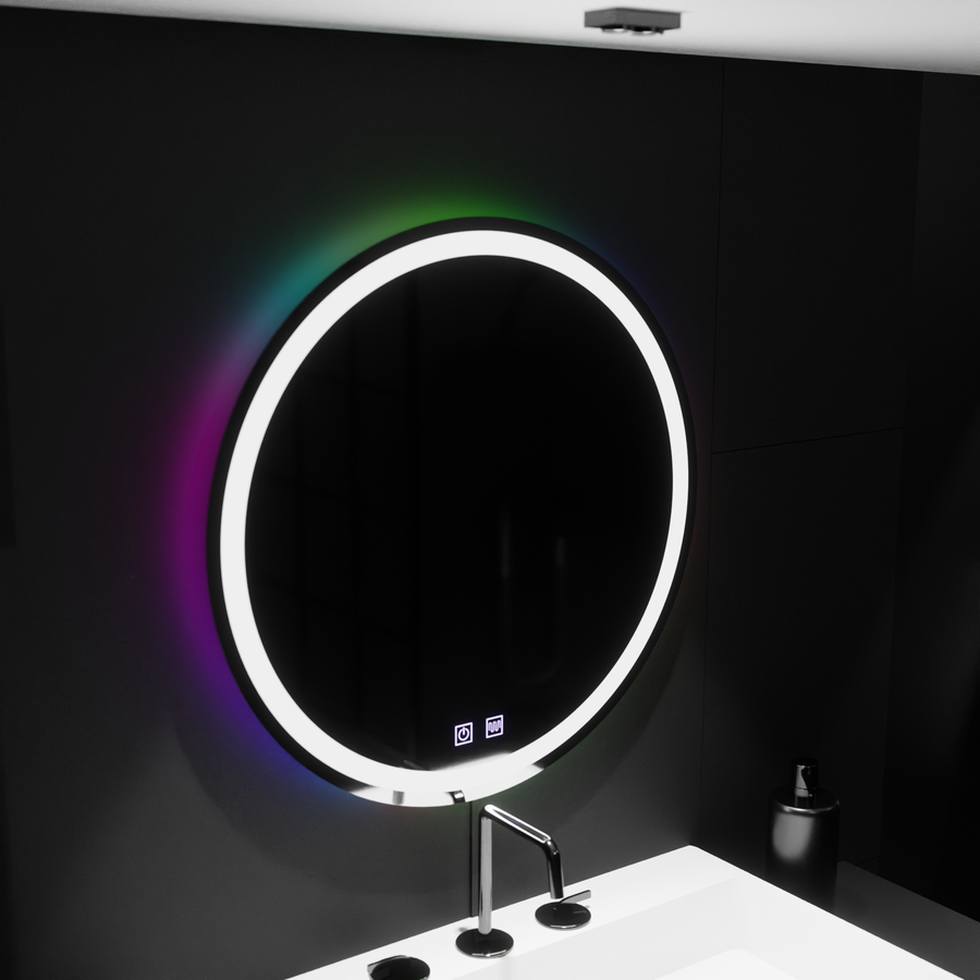 Miroir LED rond 60 cm, Spectrum Touch, RVB, système anti-buée