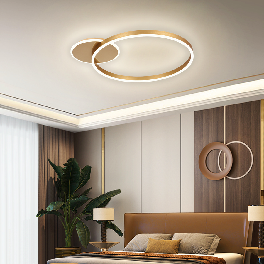 Lustre LED avec télécommande RINOVA 34W, Lumière Froide/Chaude/Neutre, Dimmable, Or Brillant