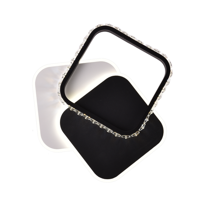 Lustre LED en cristal PRISMIQ 39W, 3 carrés, Lumière froide/chaude/neutre, Noir
