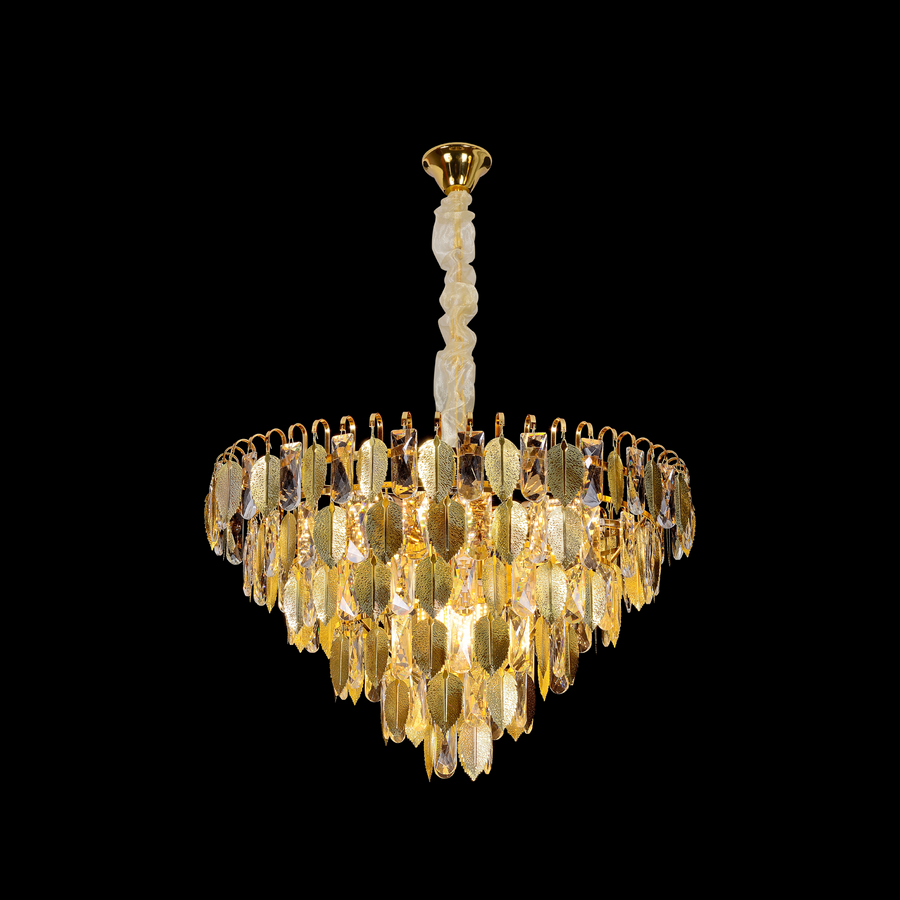 Lustre en cristal VENARIA 6x E14, diamètre 40 cm, or brillant, hauteur réglable