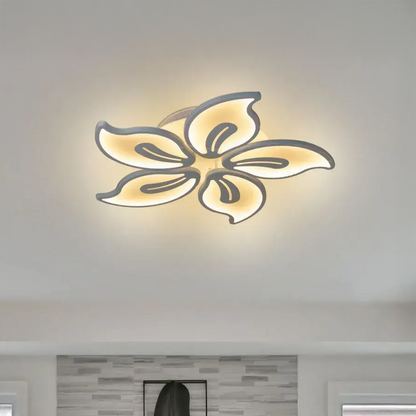 Lustre LED avec télécommande JASMINE 66W, 5 pétales, Lumière Froide/Chaude/Neutre, Dimmable, Blanc