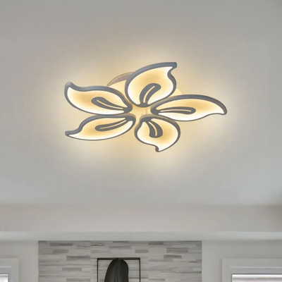 Lustre LED avec télécommande JASMINE 66W, 5 pétales, Lumière Froide/Chaude/Neutre, Dimmable, Blanc