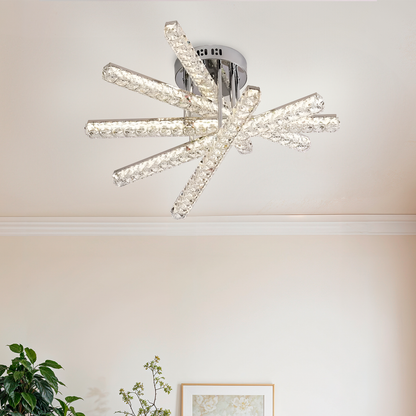 Lustre LED avec télécommande LUELLA 79W 5 Éléments, Linéaire, Lumière Froide/Chaude/Neutre, Gradable, Argent