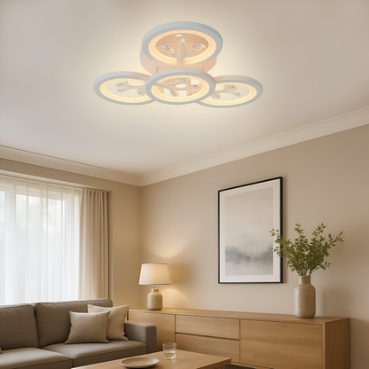 Lustre LED avec télécommande et cristal DAISY 53W, 4 éléments, Lumière Froide/Chaude/Neutre, Dimmable, Blanc