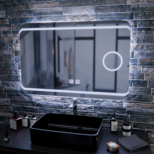 Miroir LED E30S/65X45, fonction tactile et anti-buée, lumière cosmétique, 65x45cm, lumière froide 6000K