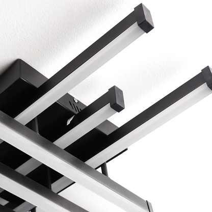 Lustre LED avec télécommande LINEX, 108W, 8 éléments, Lumière Froide/Chaude/Neutre, Dimmable, Noir