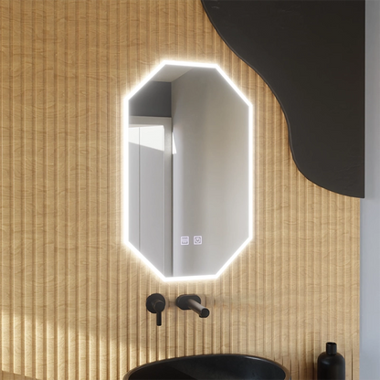 Miroir LED polygone E43S/50X80, système d'éclairage et de désembuage, 50X80cm