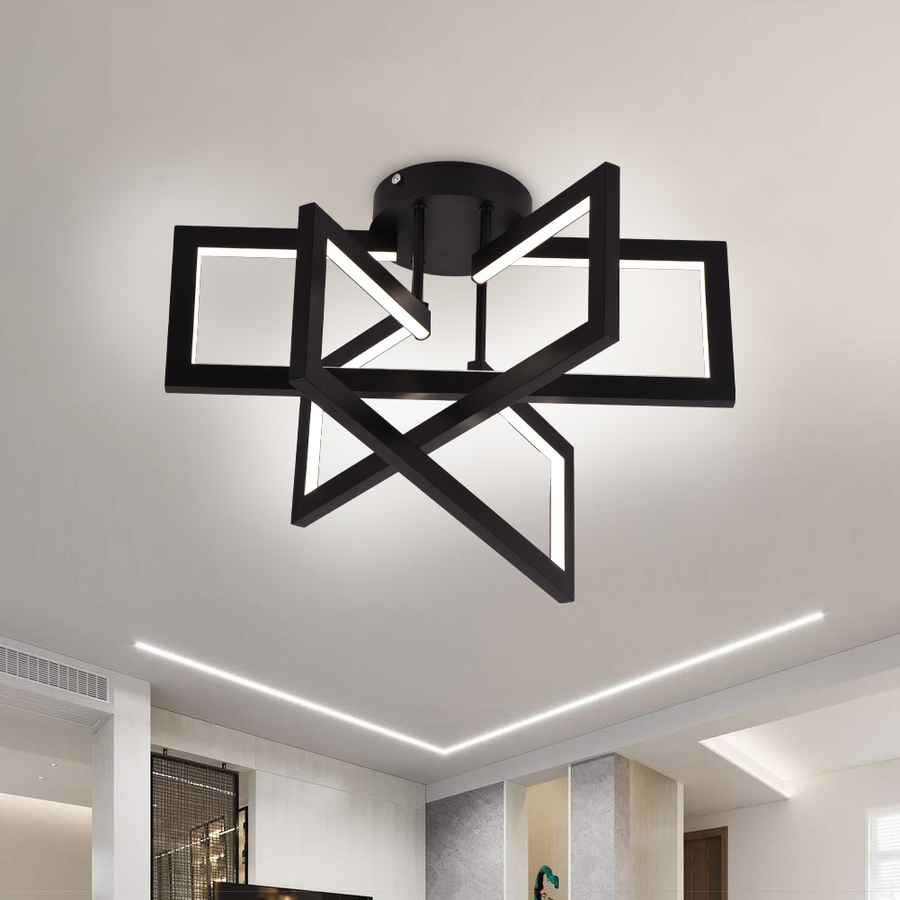 Lustre LED avec télécommande 72W, 3 éléments, Lumière froide/chaude/neutre, Dimmable, Noir, LT750/3BK