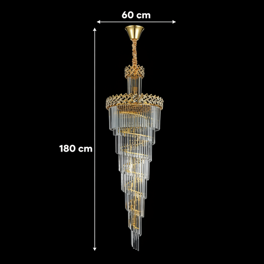 Lustre en cristal CC800/700X2100GD, 33xE14, diamètre 70 cm, hauteur 210 cm, or brillant, hauteur réglable, design élégant Lustres en cristal Titre par défaut Alessandro Design