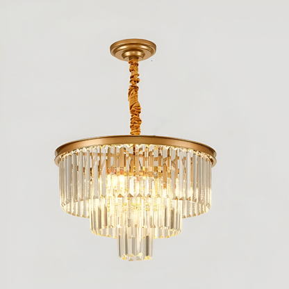 Lustre en cristal CHAMBORD Petito 3xE14, diamètre 28cm, or mat