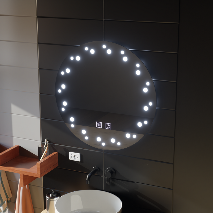 Miroir LED Touch Ivory, système anti-buée, diamètre 60 cm, lumière froide 6000K