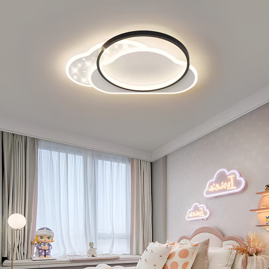 Lustre LED avec télécommande NUVIA 71W, Nuage, Lumière Froide/Chaude/Neutre, Dimmable, Noir et Blanc