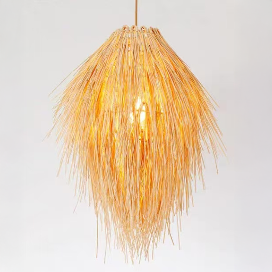 Lustre Vintage en Paille LV810, 1xE27, Rustique, 150cm, Noir