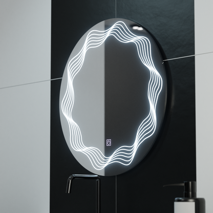 Miroir rond LED 60 cm, Flusso Touch, système anti-buée, intensité variable