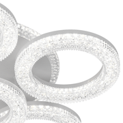 FREJA Lustre LED avec Télécommande, 90W, 3000K/4000K/6000K, Intensité Variable, Blanc, Cristaux, 6 Cercles