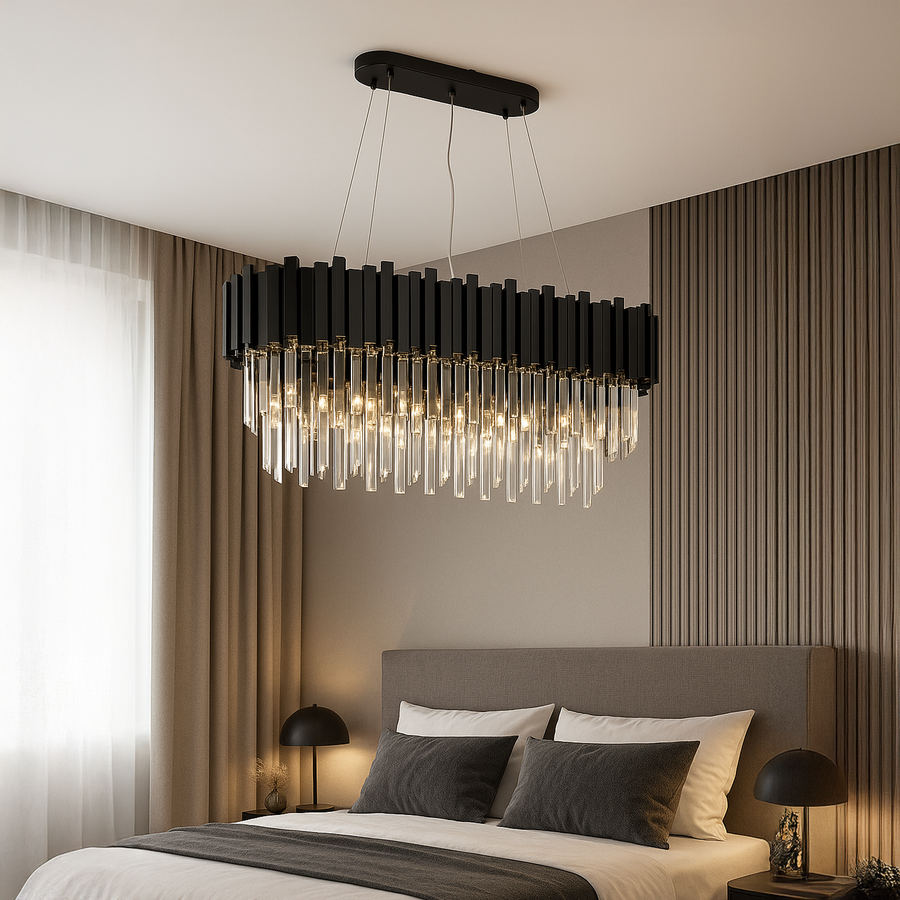 Lustre en cristal BLOIS Eleganza 10xE14, diamètre 75cm, noir, hauteur réglable