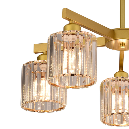 Lustre classique moderne LC110/5GD avec cristal, 5xE27, or, métal et cristal