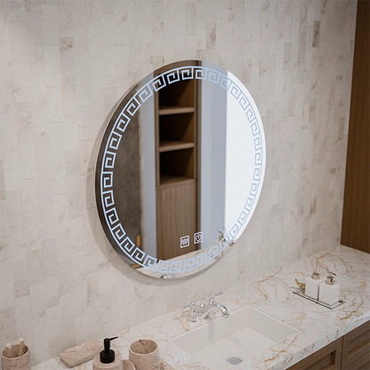 Miroir rond LED, 80 cm, Orhina Touch, système anti-buée, intensité variable, E40S/80X80