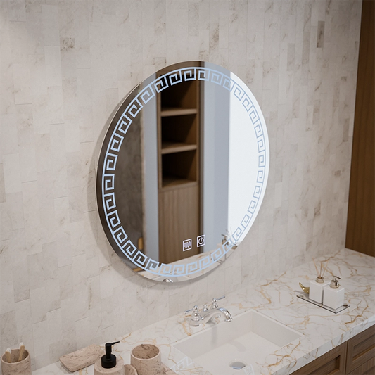Miroir rond LED, 80 cm, Orhina Touch, système anti-buée, intensité variable, E40S/80X80