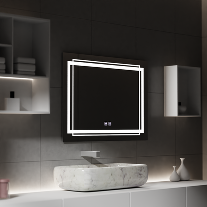 Miroir LED rectangulaire, 80x60cm, KOVEN Touch, système anti-buée, intensité variable