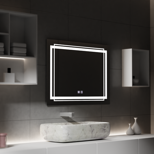 Miroir LED rectangulaire, 80x60cm, KOVEN Touch, système anti-buée, intensité variable