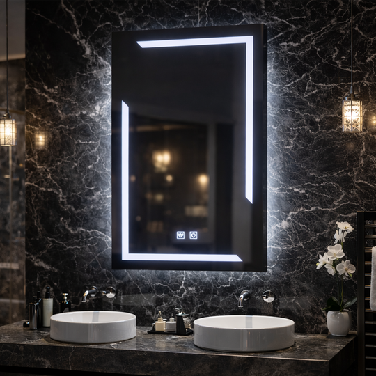 Miroir LED rectangulaire, 45x60 cm, ECLISSA Touch, système anti-buée, intensité variable, lumière froide 6000K Miroirs Korman E Default Title Alessandro Design
