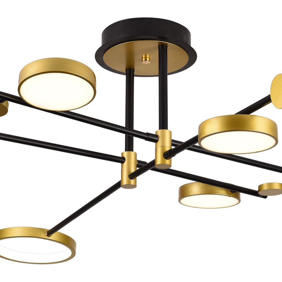 Lustre LED avec télécommande MARIA, 6 éléments, 31W, lumière chaude/froide/neutre 3000K/4000K/6000K, variable, doré et noir, métal