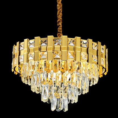 Lustre en cristal BRAN Eleganza 8xE14, diamètre 50 cm, or brillant, hauteur réglable