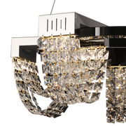 Lustre LED en cristal 30W, CC370/500CH, diamètre 49 cm, chrome brillant, lumière froide neutre chaude 3000K/4000K/6000K hauteur réglable, métal et cristal