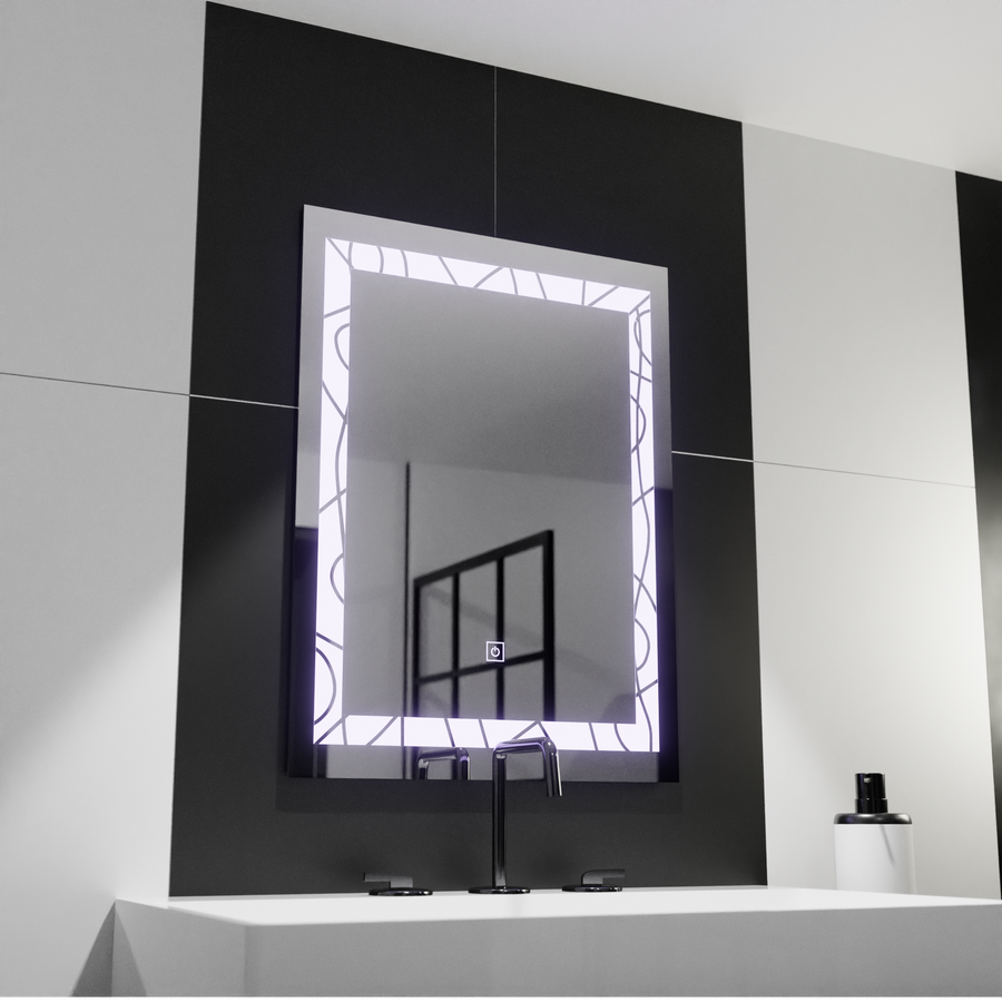 Miroir LED rectangulaire, 60x80cm, Deco Frame Basic Touch