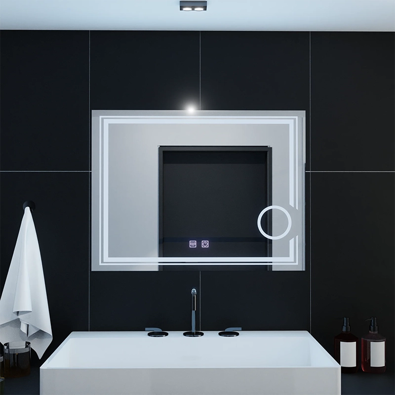 Miroir LED rectangulaire, 80x60cm, CANTO Touch, système anti-buée, intensité variable