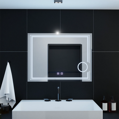 Miroir LED rectangulaire, 80x60 cm, lumière froide, CANTO Touch, système anti-buée, intensité variable