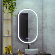 Miroir Ovale LED 50X80cm, Velara Touch, Système Antibuée, Intensité Variable, Lumière Froide 6000K