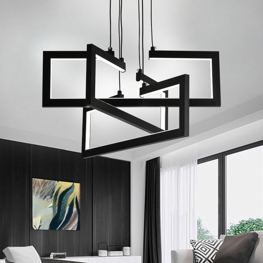 Lustre LED avec télécommande, Suspendu 71W, 3 Éléments, Lumière Froid/Chaud/Neutre, Dimmable, Hauteur réglable, Noir