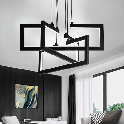 Lustre LED avec télécommande, Suspendu 71W, 3 Éléments, Lumière Froid/Chaud/Neutre, Dimmable, Hauteur réglable, Noir