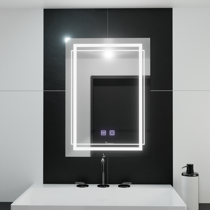 Miroir LED rectangulaire, 50x70cm, KOVEN Touch, système anti-buée, intensité variable