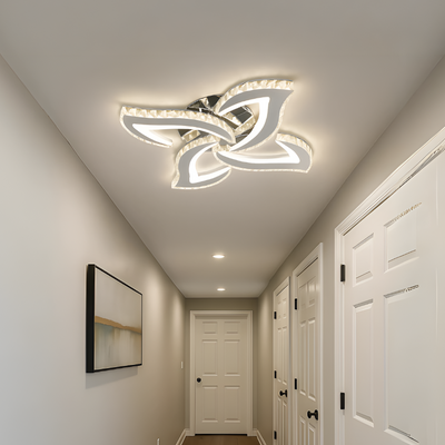 Alejandro Lustre LED avec télécommande, 71 W, 4 fleurs, lumière froide/chaude/neutre à intensité variable, Chrome