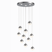 Lustre LED suspendu avec télécommande JEREMIAS 132W, 10 éléments, Lumière Froide/Chaude/Neutre, Dimmable, Argent