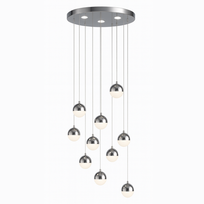 Lustre LED suspendu avec télécommande JEREMIAS 132W, 10 éléments, Lumière Froide/Chaude/Neutre, Dimmable, Argent