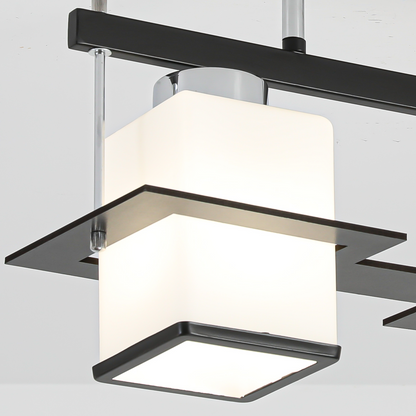 Lustre classique Aramis avec abat-jour carré en bois 2X E27 gris noir