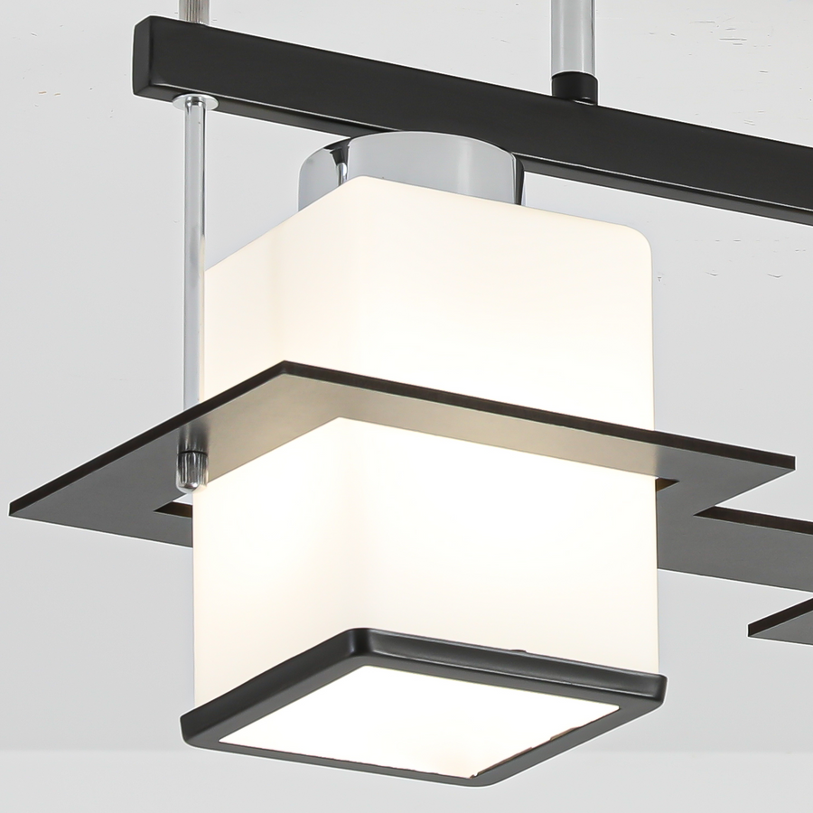 Lustre classique Aramis avec abat-jour carré en bois 2X E27 gris noir